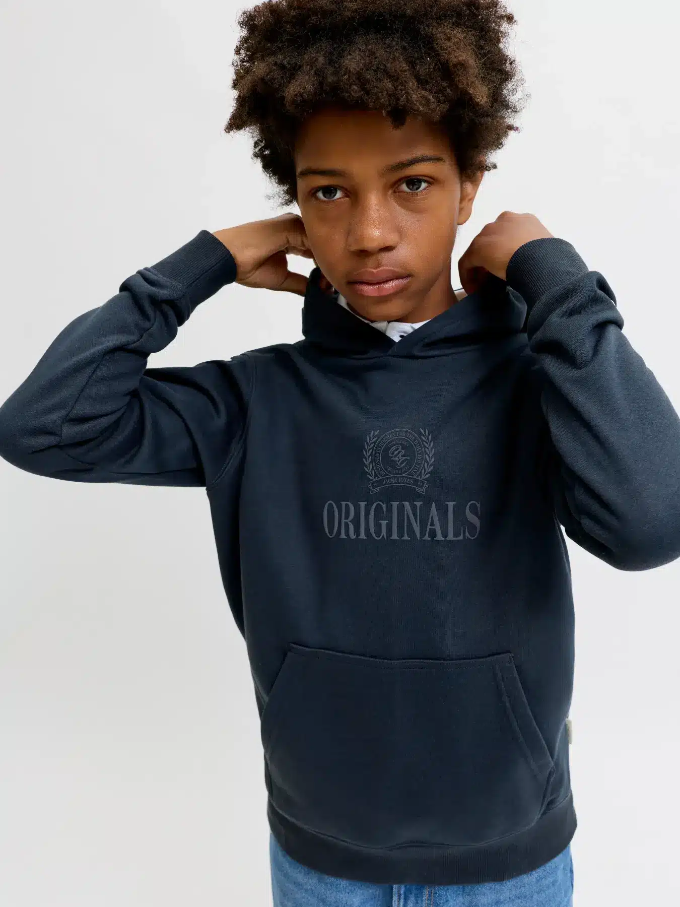 pull à capuche jj bleu marine "originals"
