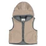 gilet teddy à capuche beige