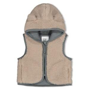 gilet teddy à capuche beige