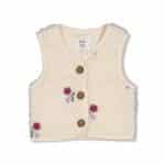 gilet teddy brodé crème