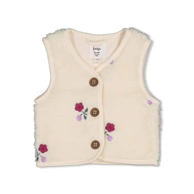 gilet teddy brodé crème