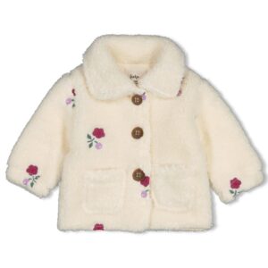 veste teddy brodée crème