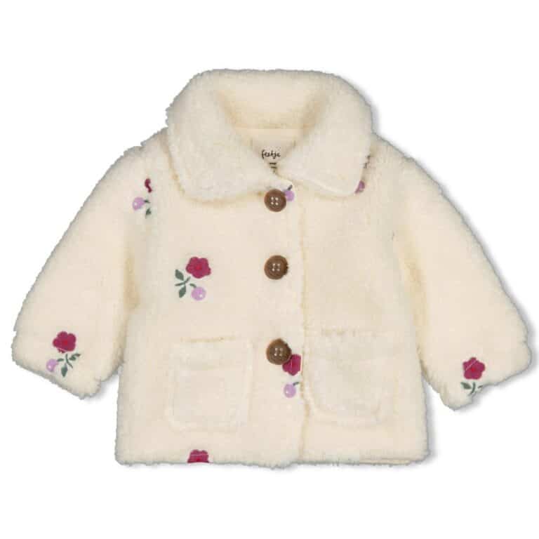 veste teddy brodée crème