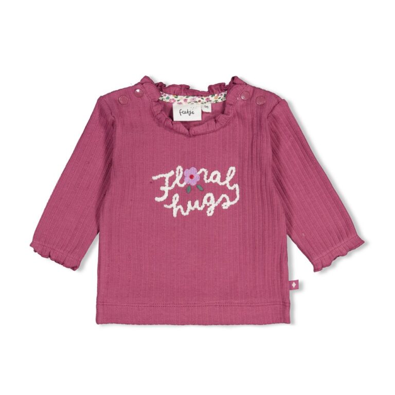 t shirt manches longues côtelé framboise