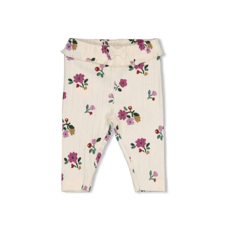 legging côtelé imprimé crème