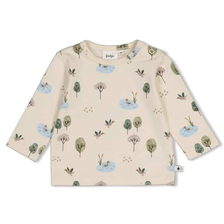 t shirt manches longues imprimé écru