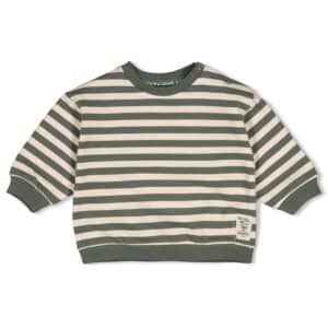 sweat rayé oversize vert