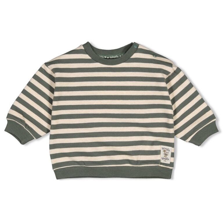 sweat rayé oversize vert