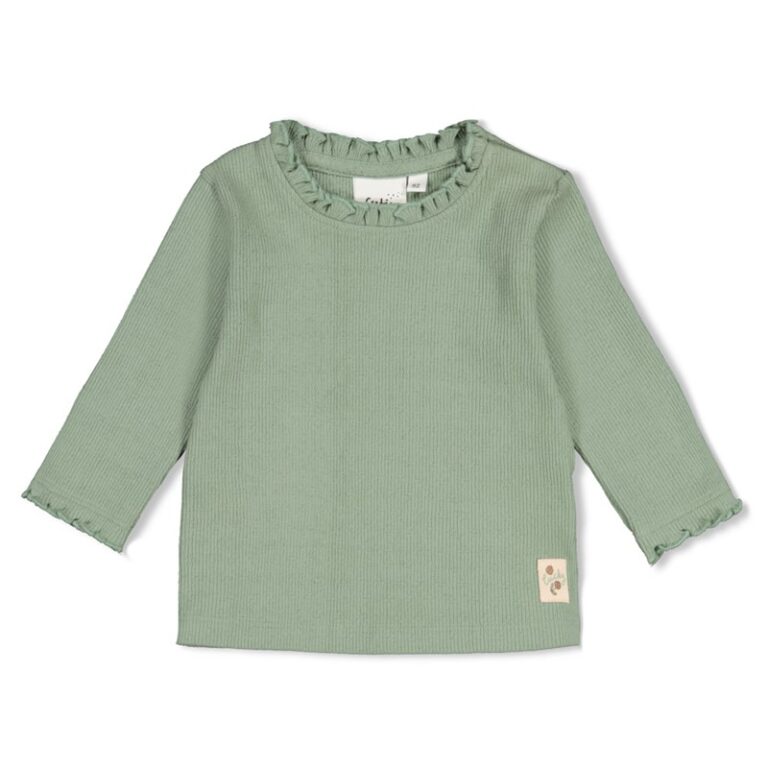 t shirt manches longues côtelé pointelle vert jade