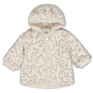 veste à capuche en fausse fourrure écru