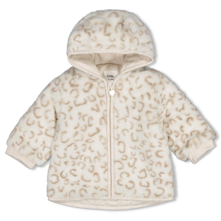 veste à capuche en fausse fourrure écru
