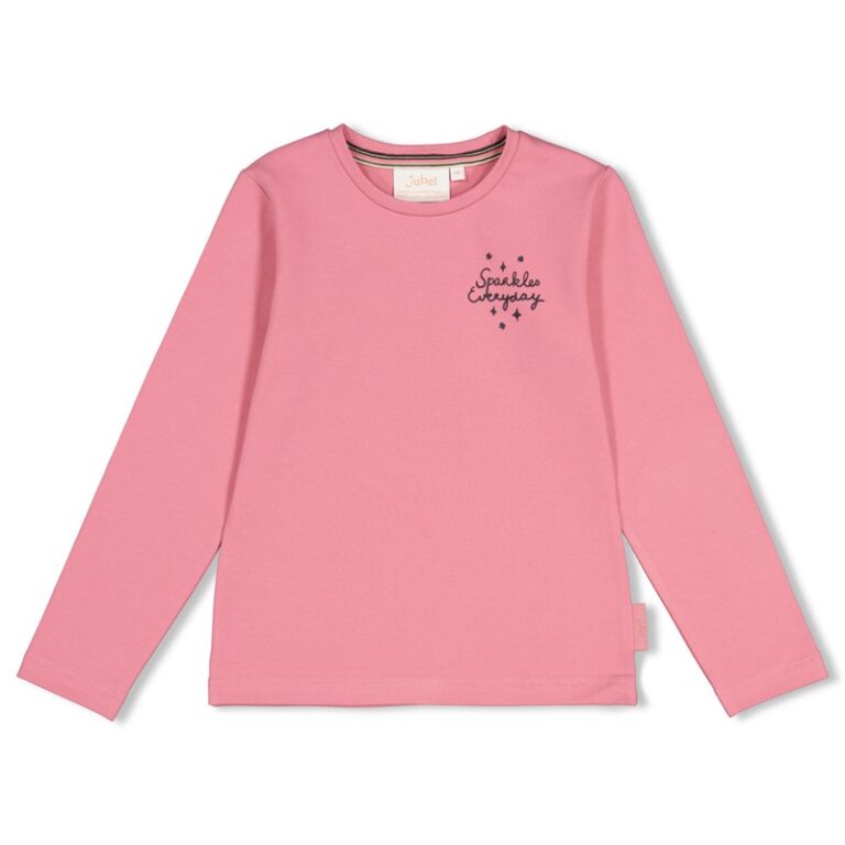 t shirt manches longues avec imprimé au dos rose