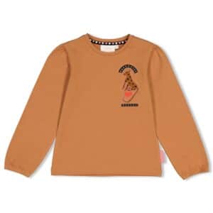 t shirt manches longues avec imprimé au dos camel