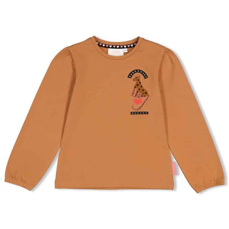 t shirt manches longues avec imprimé au dos camel