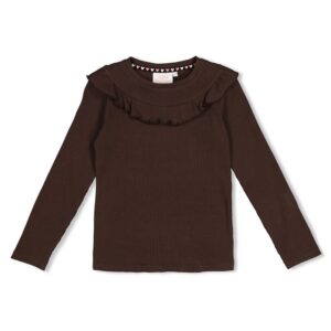 t shirt manches longues côtelé brun