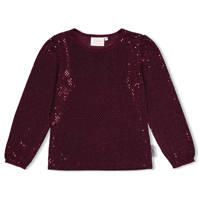 t shirt manches longues à sequins bordeaux
