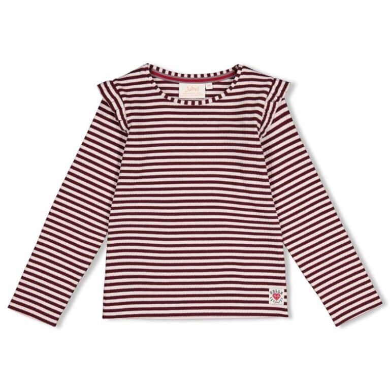 t shirt manches longues côtelé rayé bordeaux