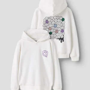 sweat à capuche "smiley" blanc