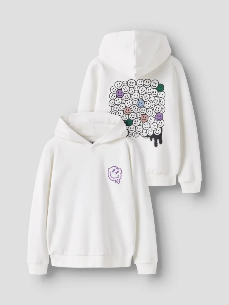 sweat à capuche "smiley" blanc