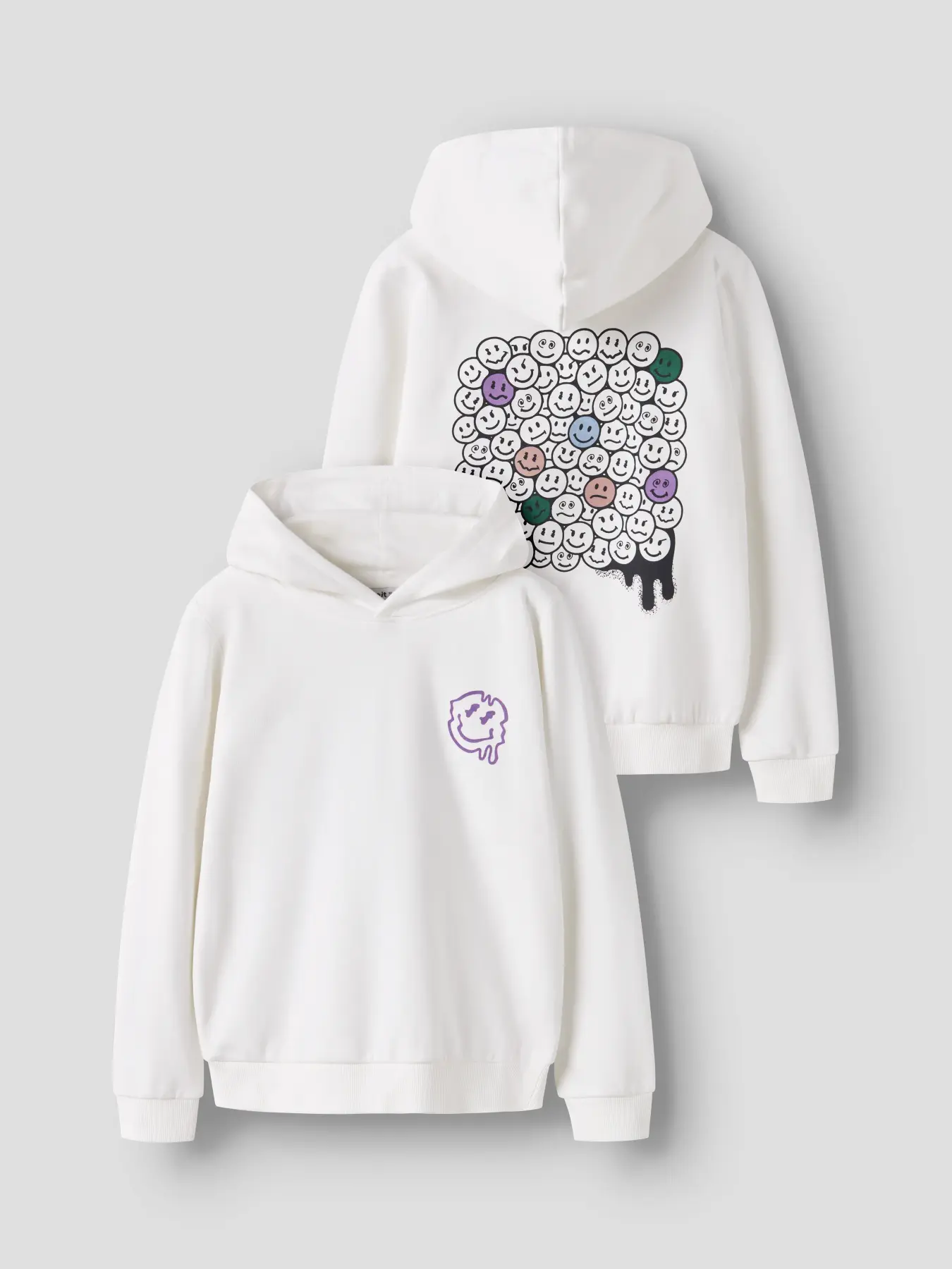 sweat à capuche "smiley" blanc