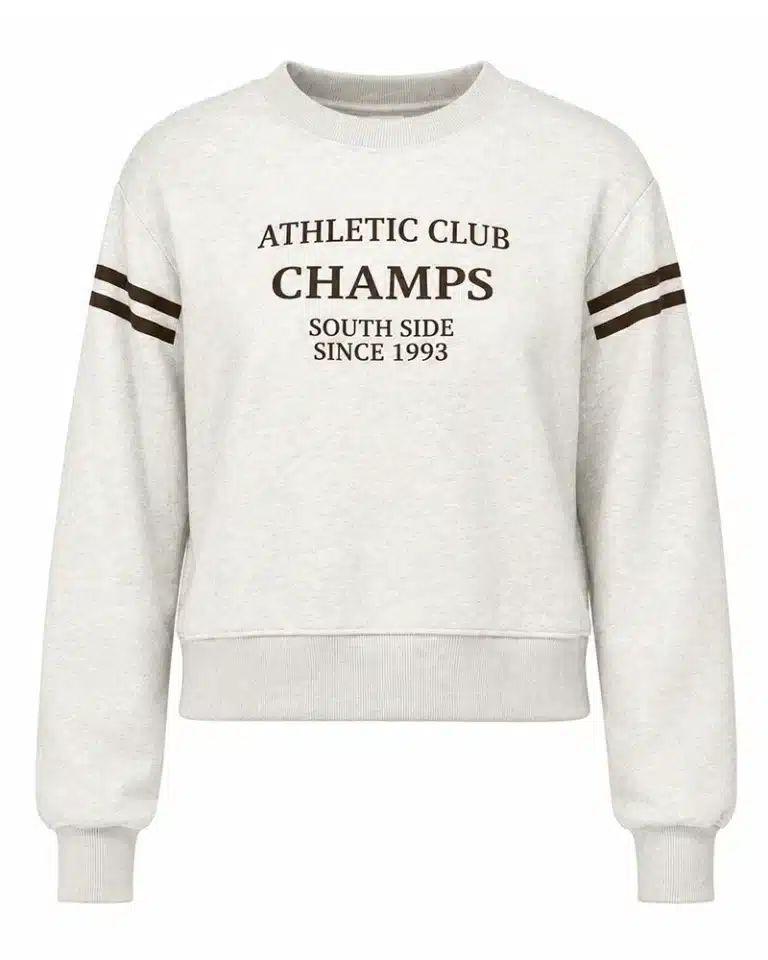 sweat champs fille beige chiné/marron