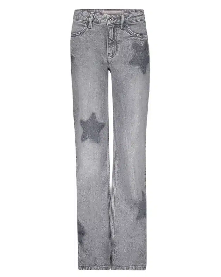 jean large à étoiles fille denim gris