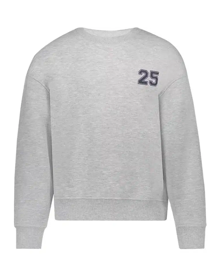 sweat à grand imprimé dos fille gris chiné/bleu marine