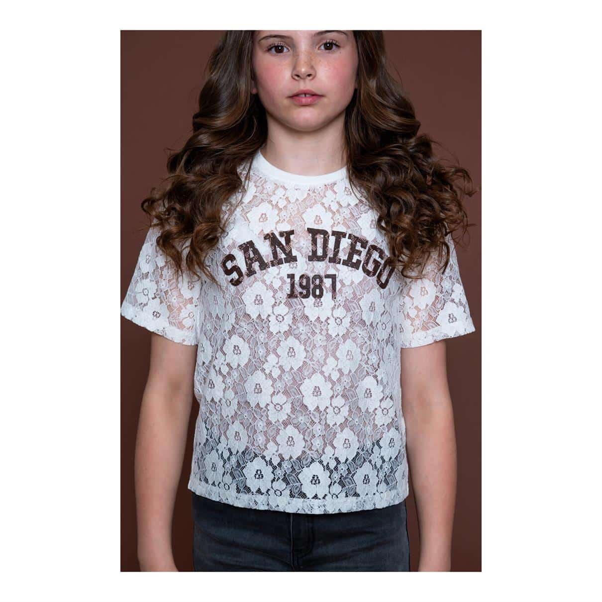 top en dentelle san diego fille Écru/marron