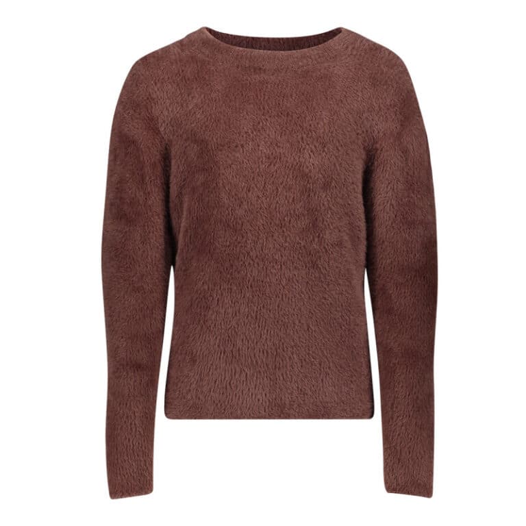 pull duveteux fille marron