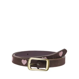ceinture marron coeurs rose