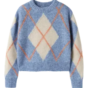 pull losange bleu ciel