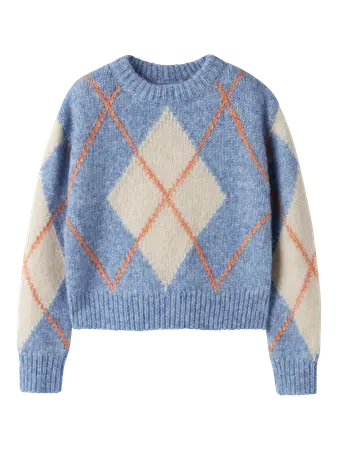 pull losange bleu ciel