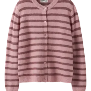 gilet ligné rose prune