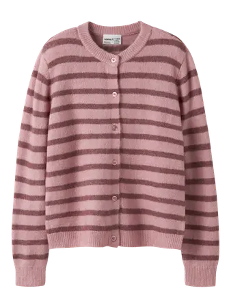 gilet ligné rose prune