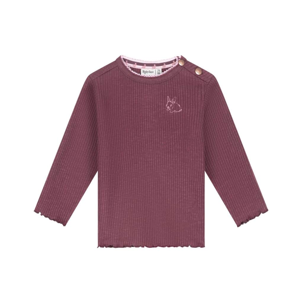 T-shirt manches longues bébé fille Bordeaux — vue principale