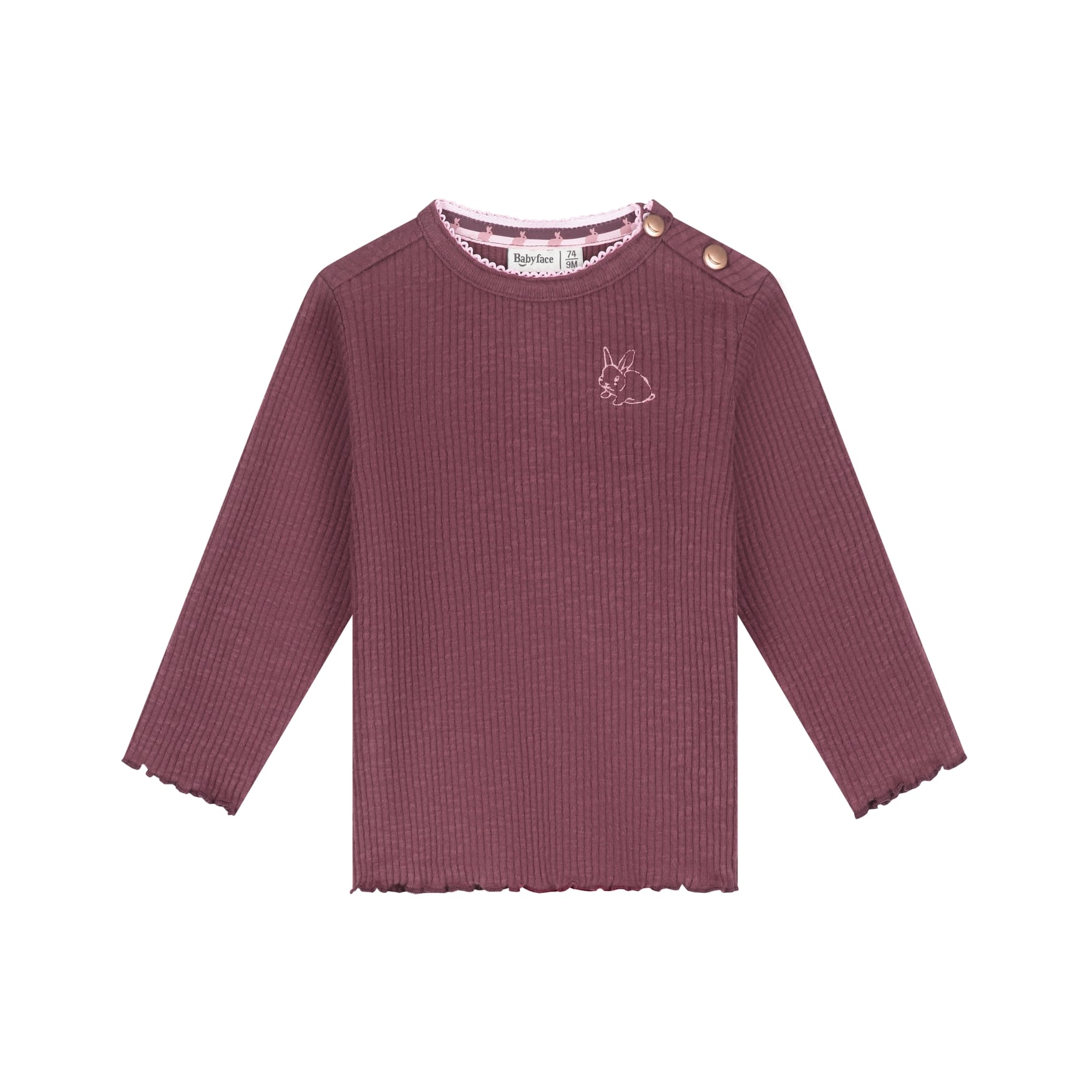 T-shirt manches longues bébé fille Bordeaux — vue principale