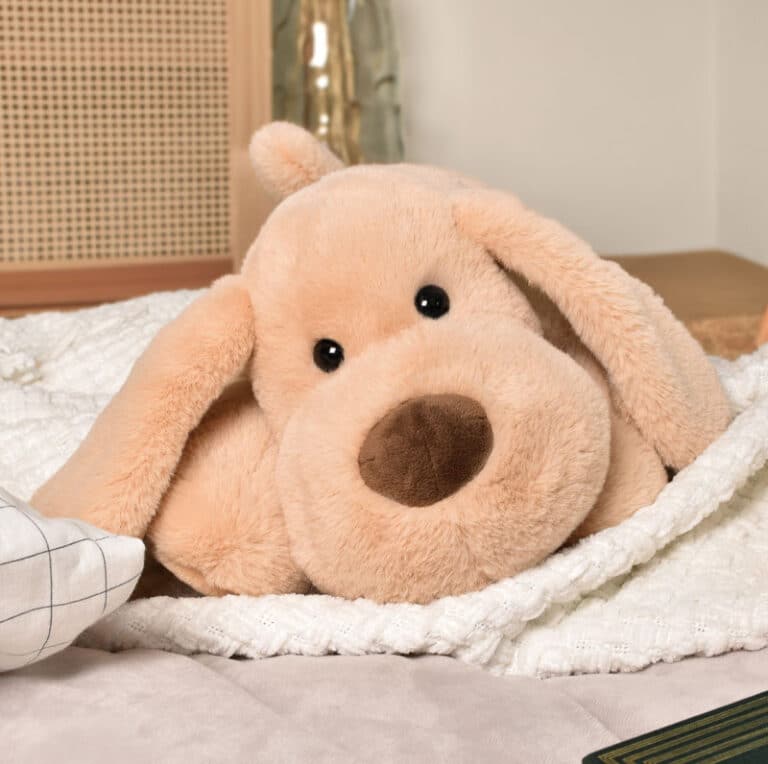 peluche chien beige 40 cm les allongés stretch