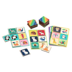 loto en bois animaux arc en ciel