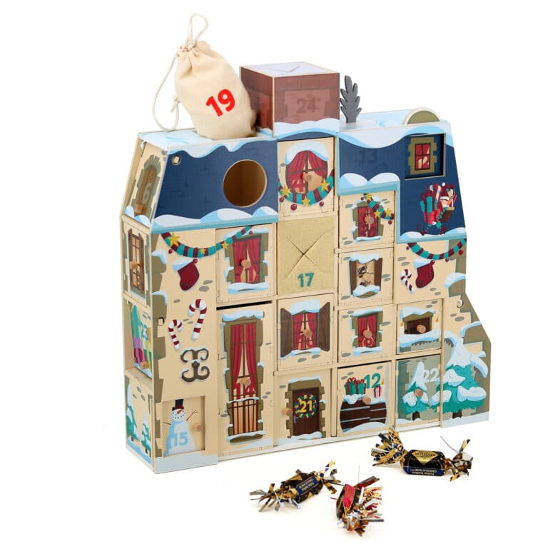 calendrier de l’avent en bois maison à remplir