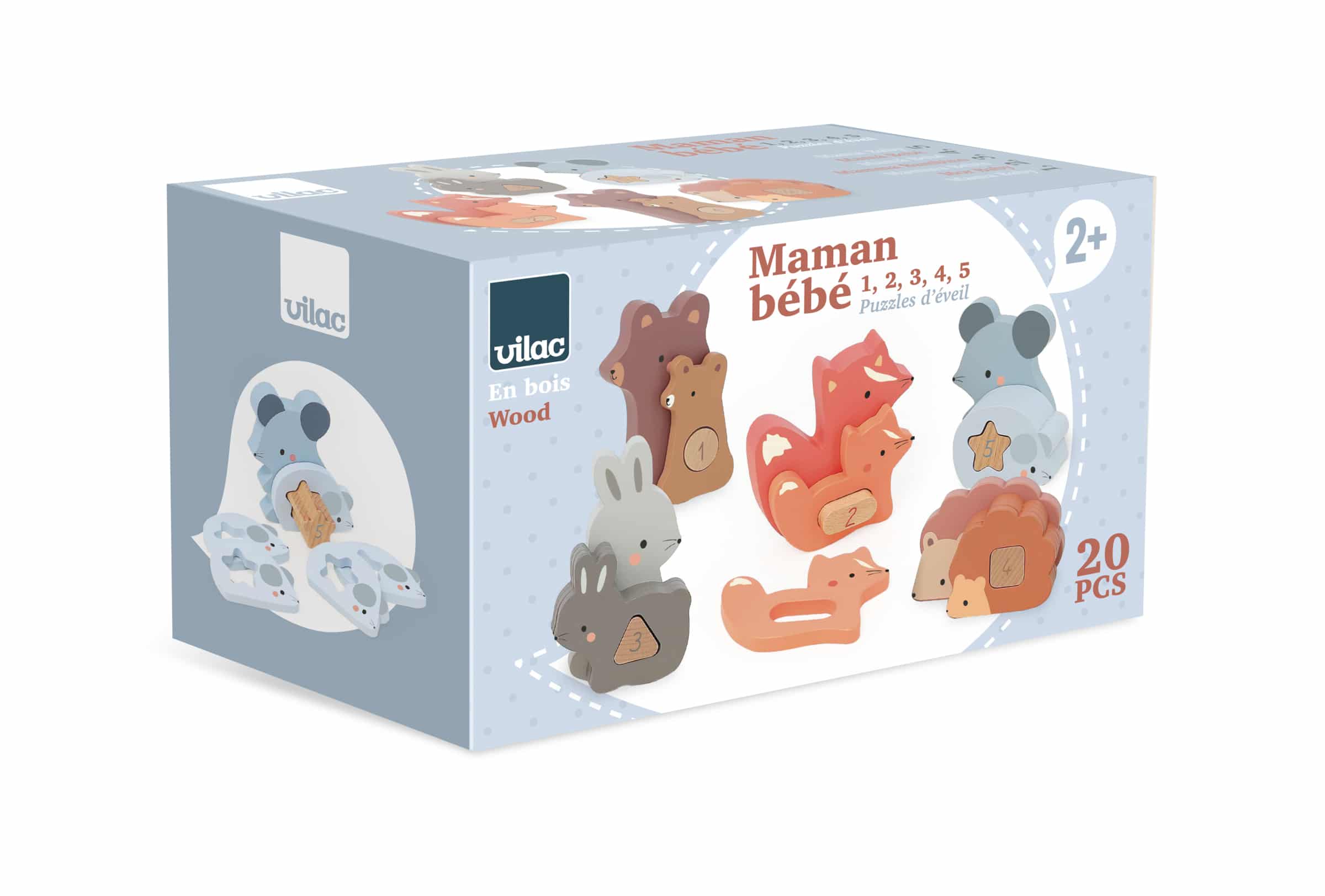 puzzles d'éveil en bois animaux à compter