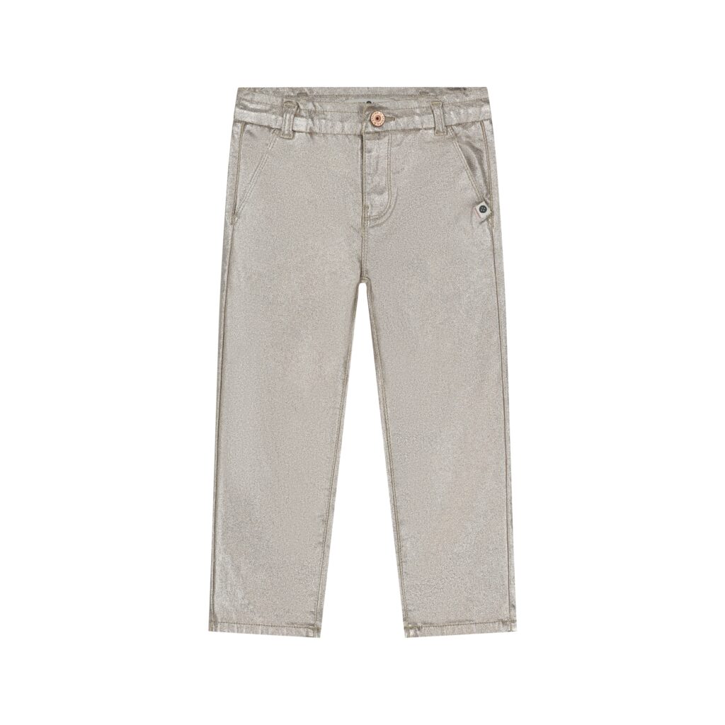 pantalon paperbag métallisé fille doré