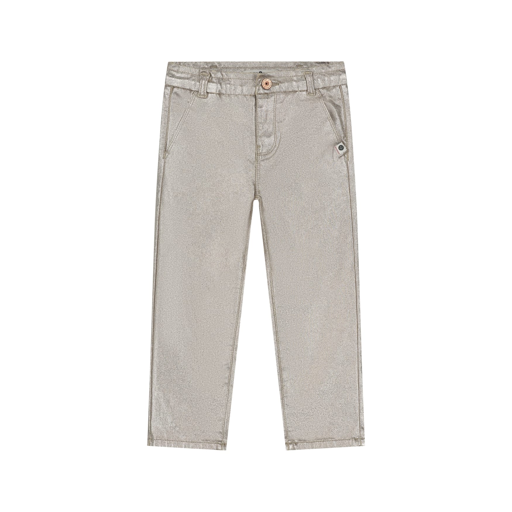 pantalon paperbag métallisé fille doré