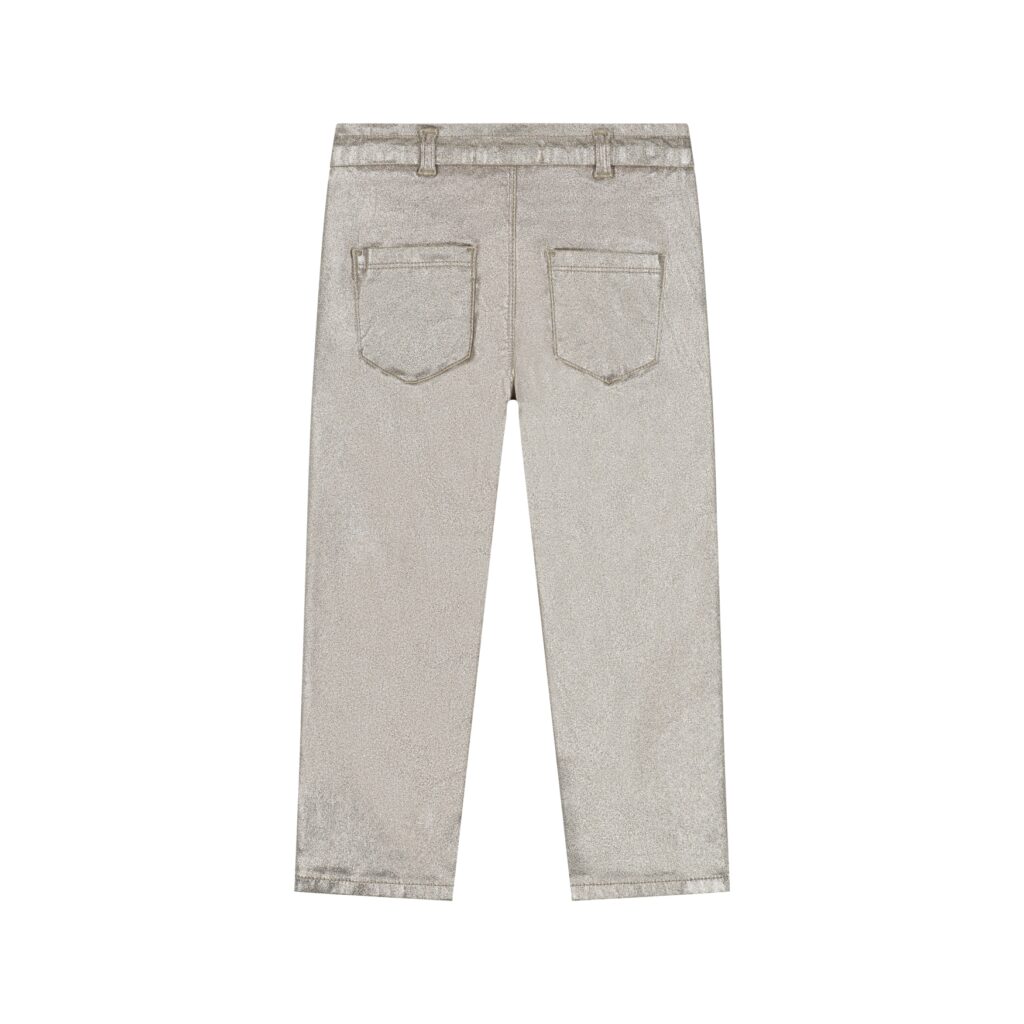 pantalon paperbag métallisé fille doré