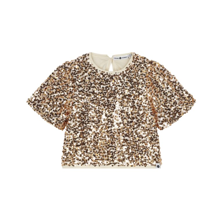 blouse manches courtes fille doré
