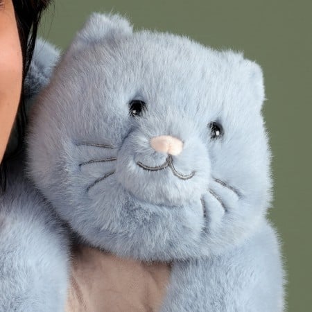 peluche lestée chat bleu 50 cm podcoll