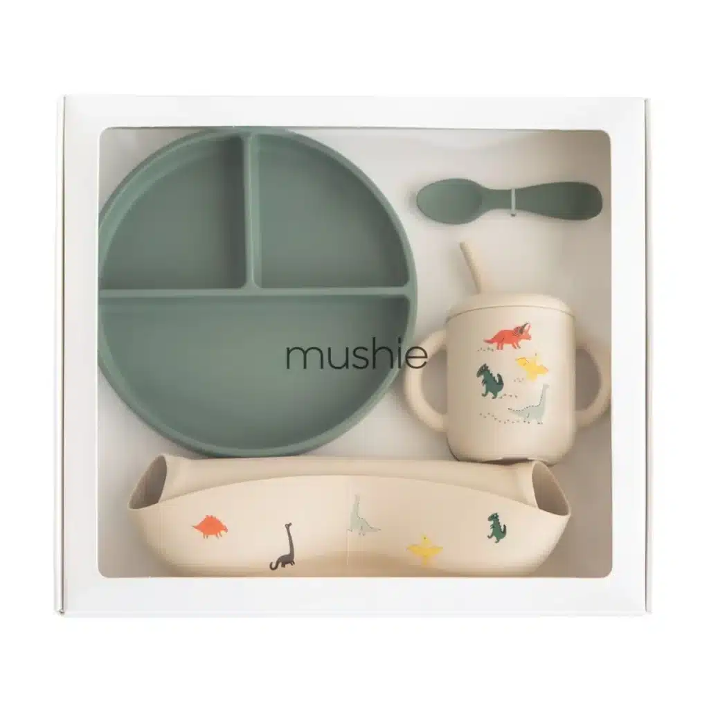 coffret cadeau vaiselle en silicone dino
