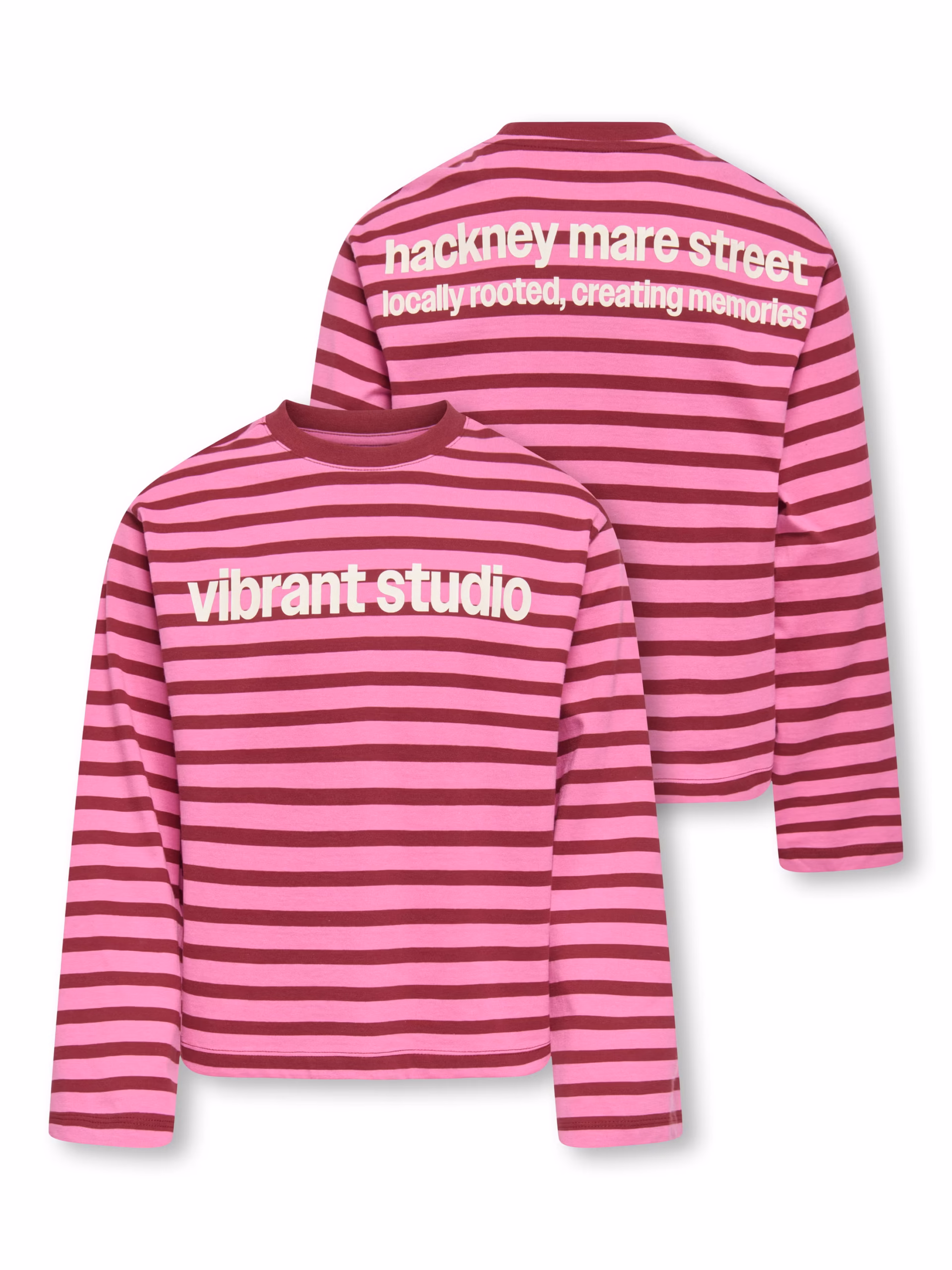 t shirt lm ligné rose et rouge vibrant studio