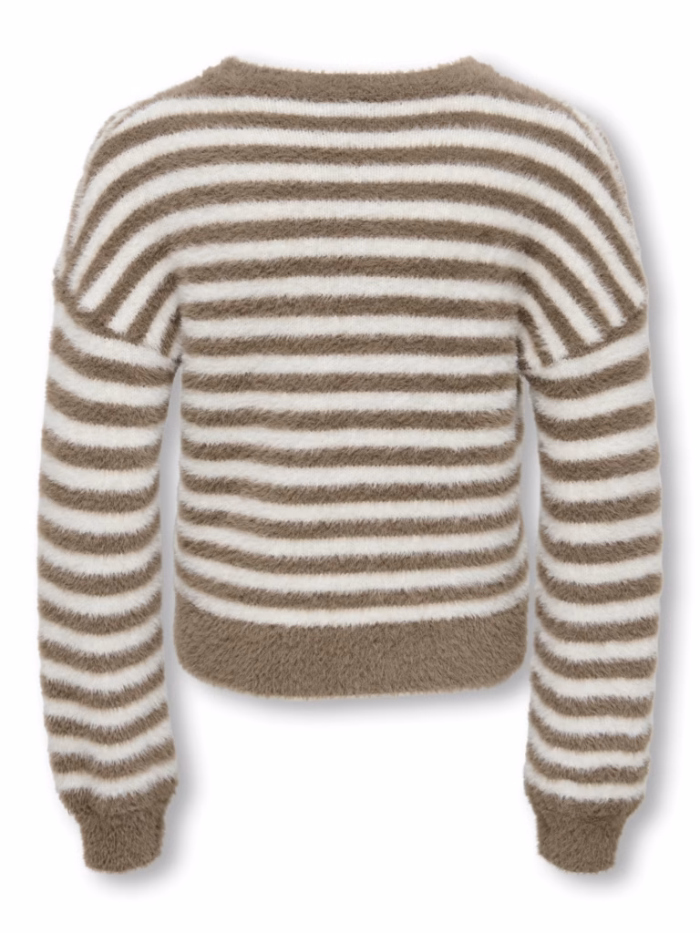 pull ligné beige et écru