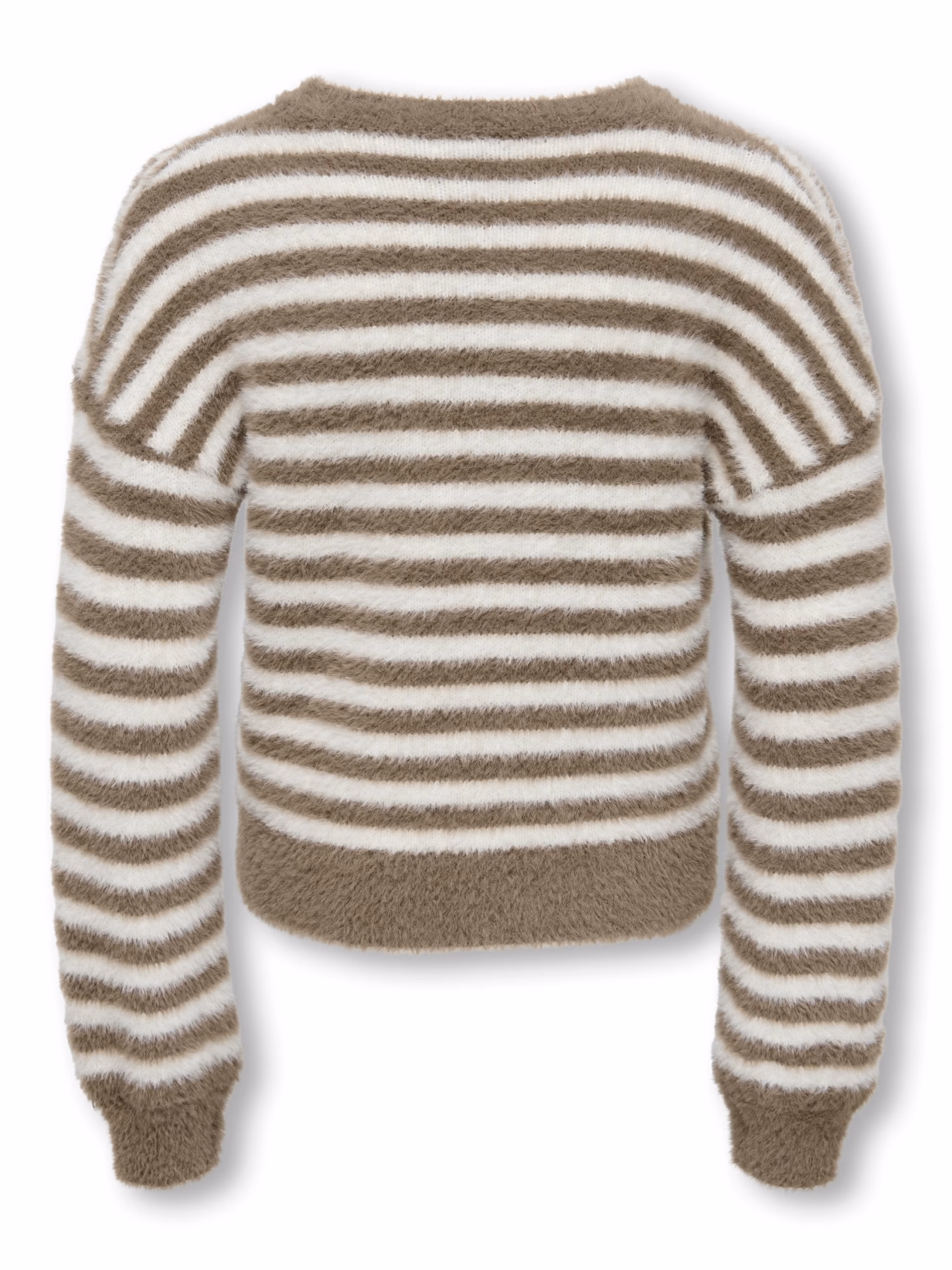 pull ligné beige et écru