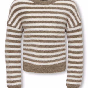 pull ligné beige et écru